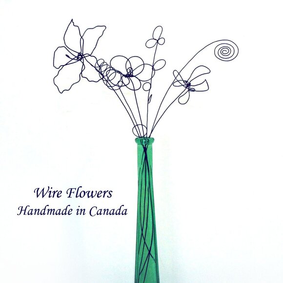 Handmade Wire Flowers Made to Order Made In Canada One of a kind Metal Bouquet - Picture 10 of 13